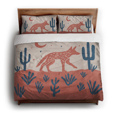 Desert Coyote Denim Blue & Terracotta king - cotton - White Backing