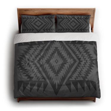 Reyno Black & Charcoal king - cotton - White Backing