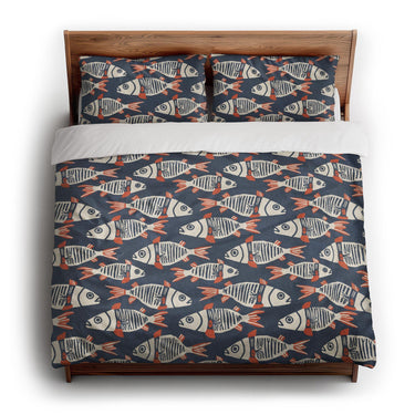 Tribal Fish king - cotton - White Backing