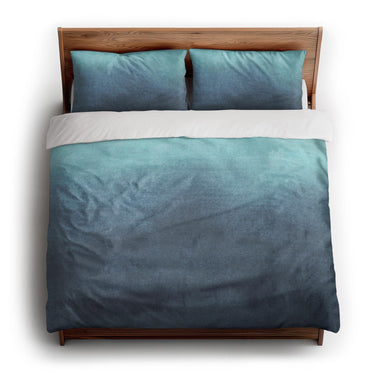 Kieran Watercolor Teal Ombre king - cotton - White Backing