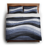 Sinuous Navy Monochrome king - cotton - White Backing