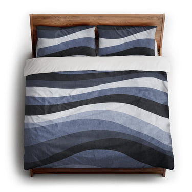 Sinuous Navy Monochrome king - cotton - White Backing