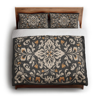 Annette Vintage Black & Yellow king - cotton - White Backing