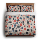 Geometric Confetti Blue & Red king - cotton - White Backing