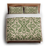 Floranna Ivory & Green king - cotton - White Backing