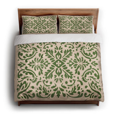 Floranna Ivory & Green king - cotton - White Backing