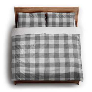 Buffalo Plaid Light Grey king - cotton - White Backing