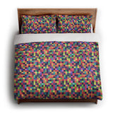 Pixel Mosaic Multicolor Vibrant king - cotton - White Backing