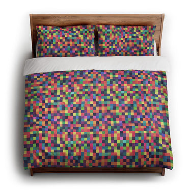 Pixel Mosaic Multicolor Vibrant king - cotton - White Backing