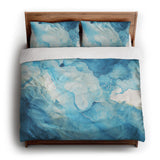 Zephyr Watercolor Azure Blue king - cotton - White Backing