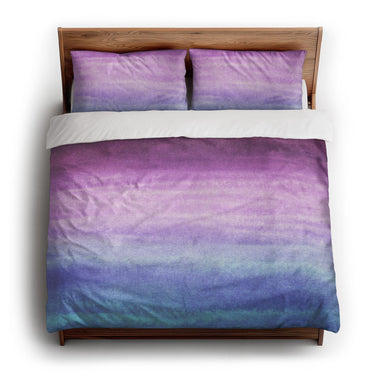 Imogen Watercolor Blue & Purple Ombre king - cotton - White Backing