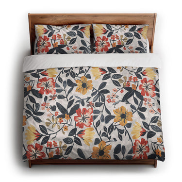 Caroline Blue & Red king - cotton - White Backing