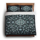 Fenwick Navy & Green king - cotton - White Backing