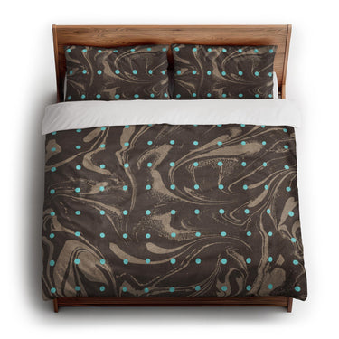 Acid Burn Brown & Carolina Blue king - cotton - White Backing