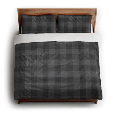 Buffalo Plaid Charcoal Black king - cotton - White Backing