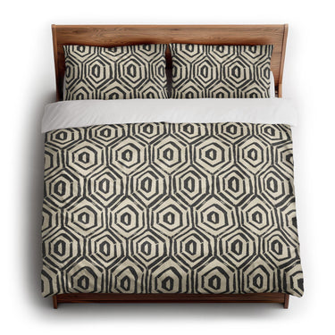 Torrance Black & Ivory king - cotton - White Backing