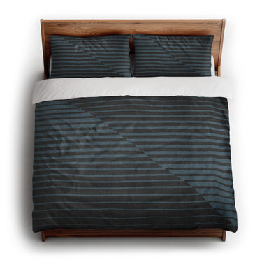 Euclid Black & Slate king - cotton - White Backing