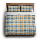Monroe Plaid Blue & Yellow king - cotton - White Backing