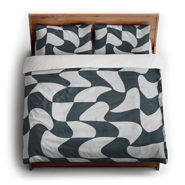 Twyla Checkered Navy king - cotton - White Backing
