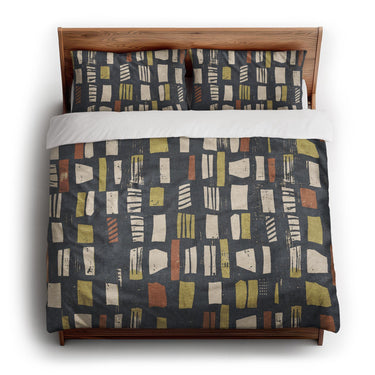 Milo Navy Lime & Terracotta king - cotton - White Backing