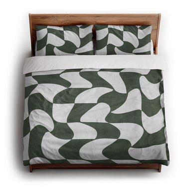 Twyla Checkered Army Green king - cotton - White Backing