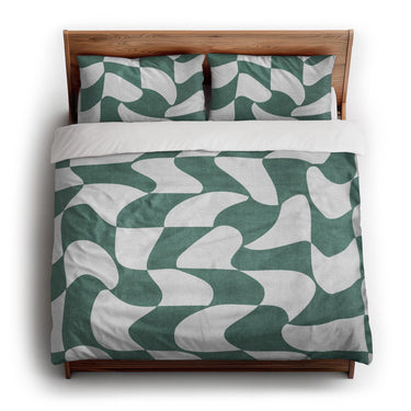 Twyla Checkered Aquamarine king - cotton - White Backing