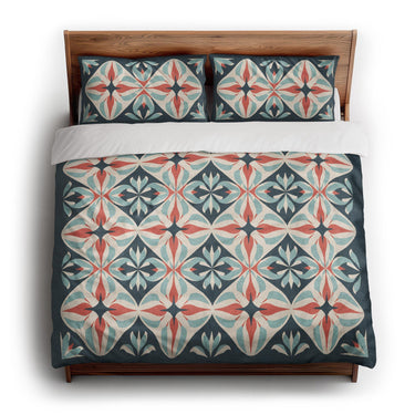 Elliot Blue & Orange king - cotton - White Backing