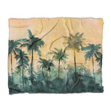 Sunset Palms Green & Orange in King (104" x 88") Size