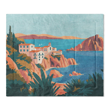 Mediterranean Cliffside Village in King (104" x 88") Size