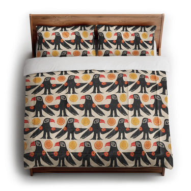 Tribal Birds Ivory in King (104" x 88") Size