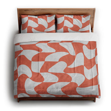 Twyla Checkered Coral in King (104" x 88") Size