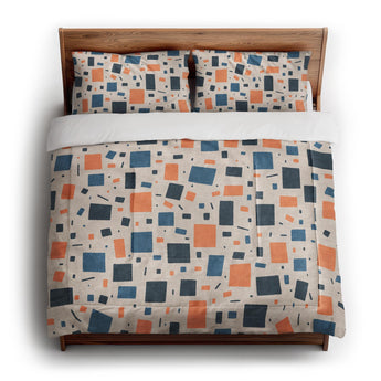 Geometric Confetti Blue & Orange in King (104" x 88") Size