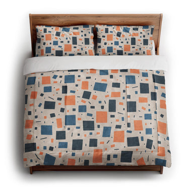 Geometric Confetti Blue & Orange in King (104" x 88") Size