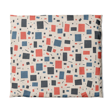 Geometric Confetti Blue & Red in King (104" x 88") Size