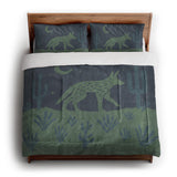 Desert Coyote Midnight Blue & Sage Green in King (104" x 88") Size