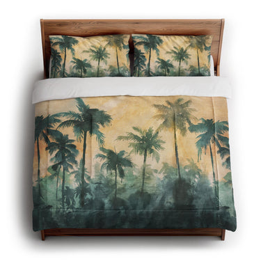 Sunset Palms Green & Orange in King (104" x 88") Size