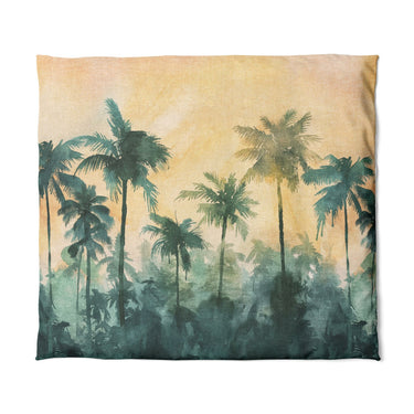 Sunset Palms Green & Orange in King (104" x 88") Size