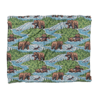 Bears Catching Salmon in King (104" x 88") Size