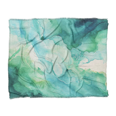 Zephyr Watercolor Blue & Green in King (104" x 88") Size