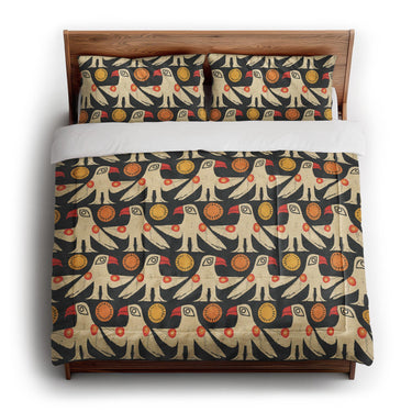 Tribal Birds Black in King (104" x 88") Size