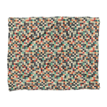 Pixel Mosaic Multicolor Earthtone in King (104" x 88") Size