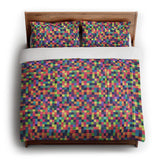 Pixel Mosaic Multicolor Vibrant in King (104" x 88") Size