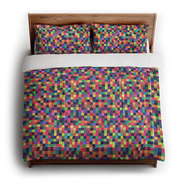 Pixel Mosaic Multicolor Vibrant in King (104" x 88") Size