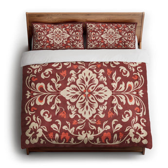 Annette Red & Ivory in King (104" x 88") Size