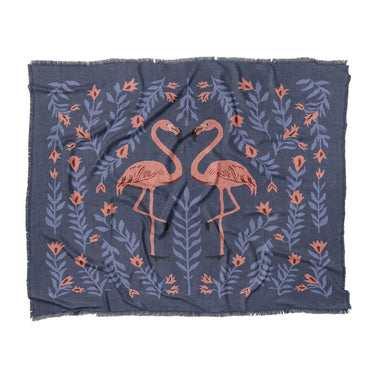Flamingo Friends Navy in King (104" x 88") Size
