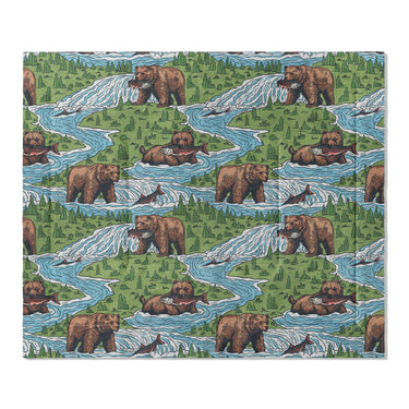 Bears Catching Salmon in King (104" x 88") Size