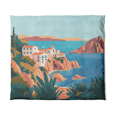 Mediterranean Cliffside Village in King (104" x 88") Size