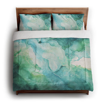 Zephyr Watercolor Emerald in King (104" x 88") Size