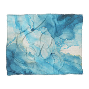 Zephyr Watercolor Azure Blue in King (104" x 88") Size