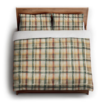 Madras Plaid Taupe Green in King (104" x 88") Size
